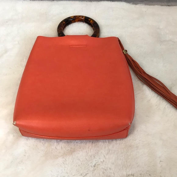 Anthropologie Lucite Handle Orange Tote Bag - Picture 4 of 9